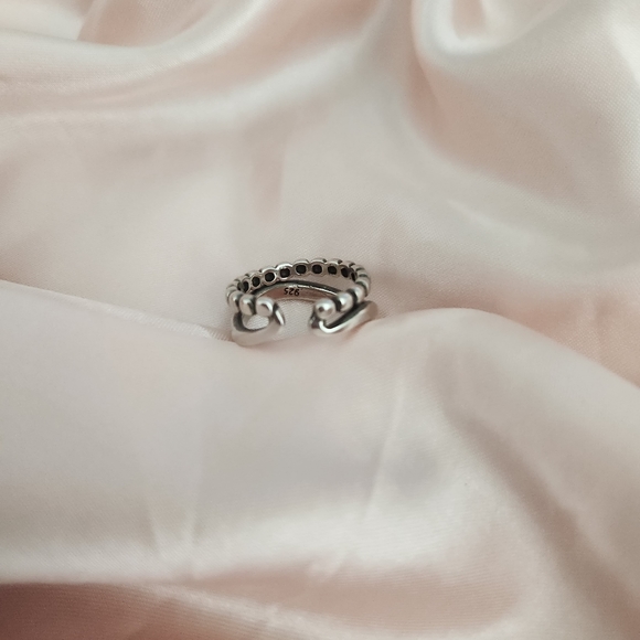 925 Silver Irregular Two Row Resizable Ring 💖 - Picture 6 of 9